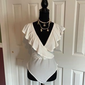 NWT White Fashion Nova Body Suit XL
